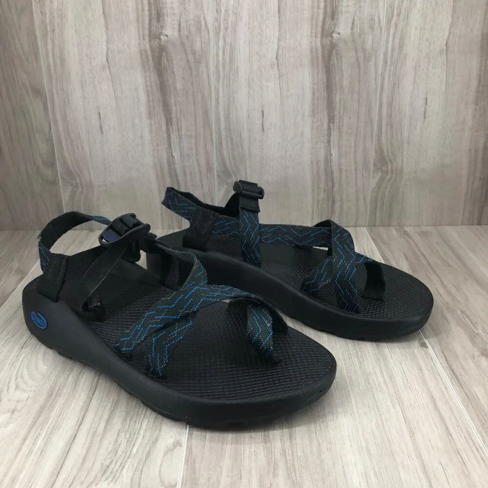 Chaco Sandals Mens 11 Black Blue Nylon Webbing Outdoor Waterproof Shoes